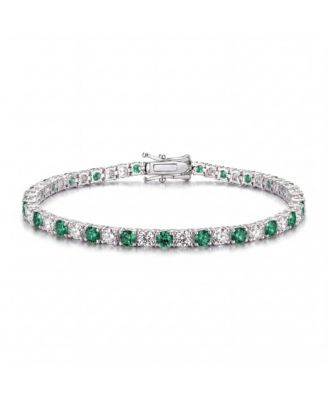 Sterling Silver with Colored Cubic Zirconia Tennis Bracelet For Women