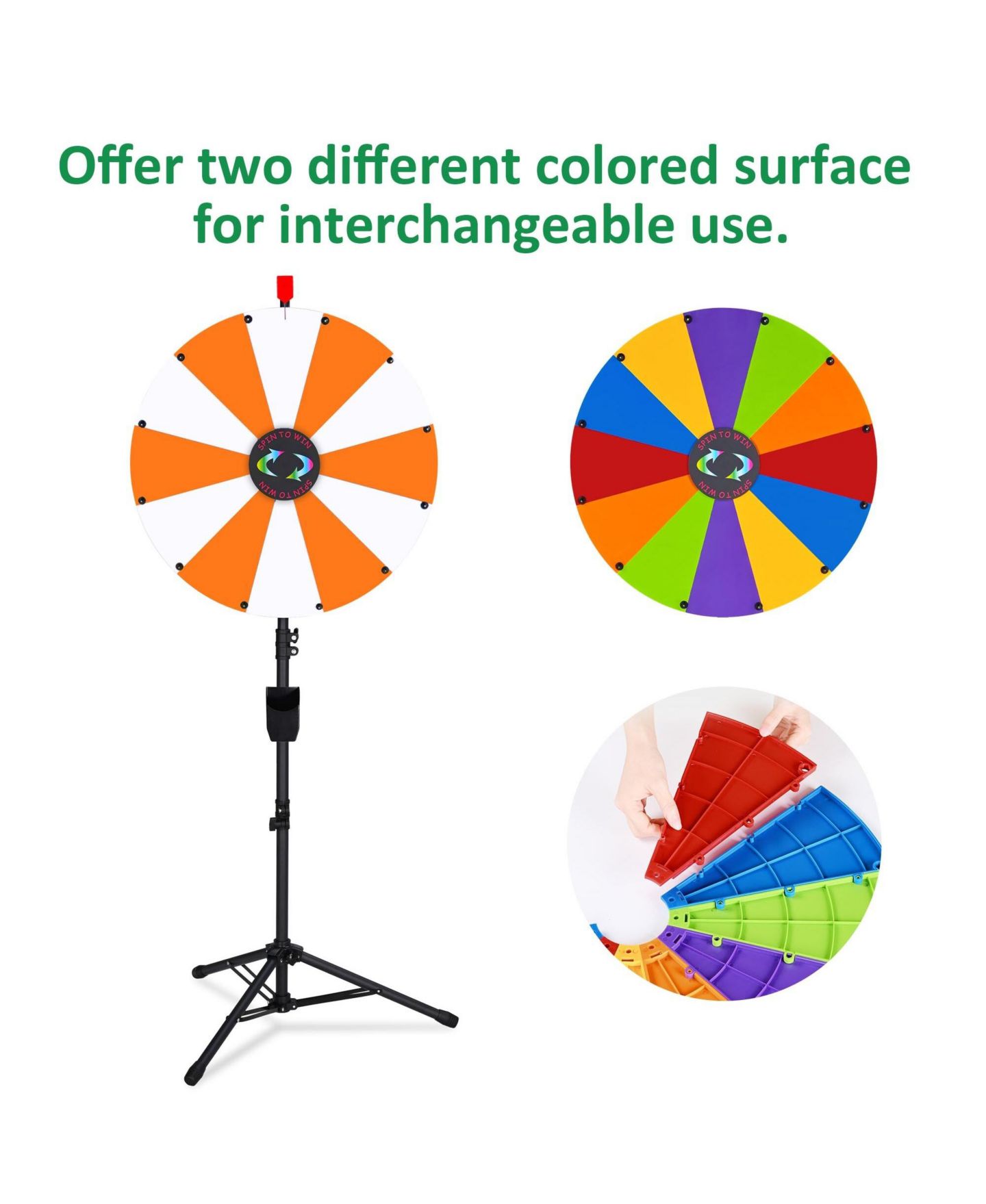 Детская игрушка WinSpin 24" Display Prize Wheel White and Orange DIY Floor Stand 12 Slot Modular Custom Spinning Wheel Pop Up Trade Show, цвет: Natrual — фото 5