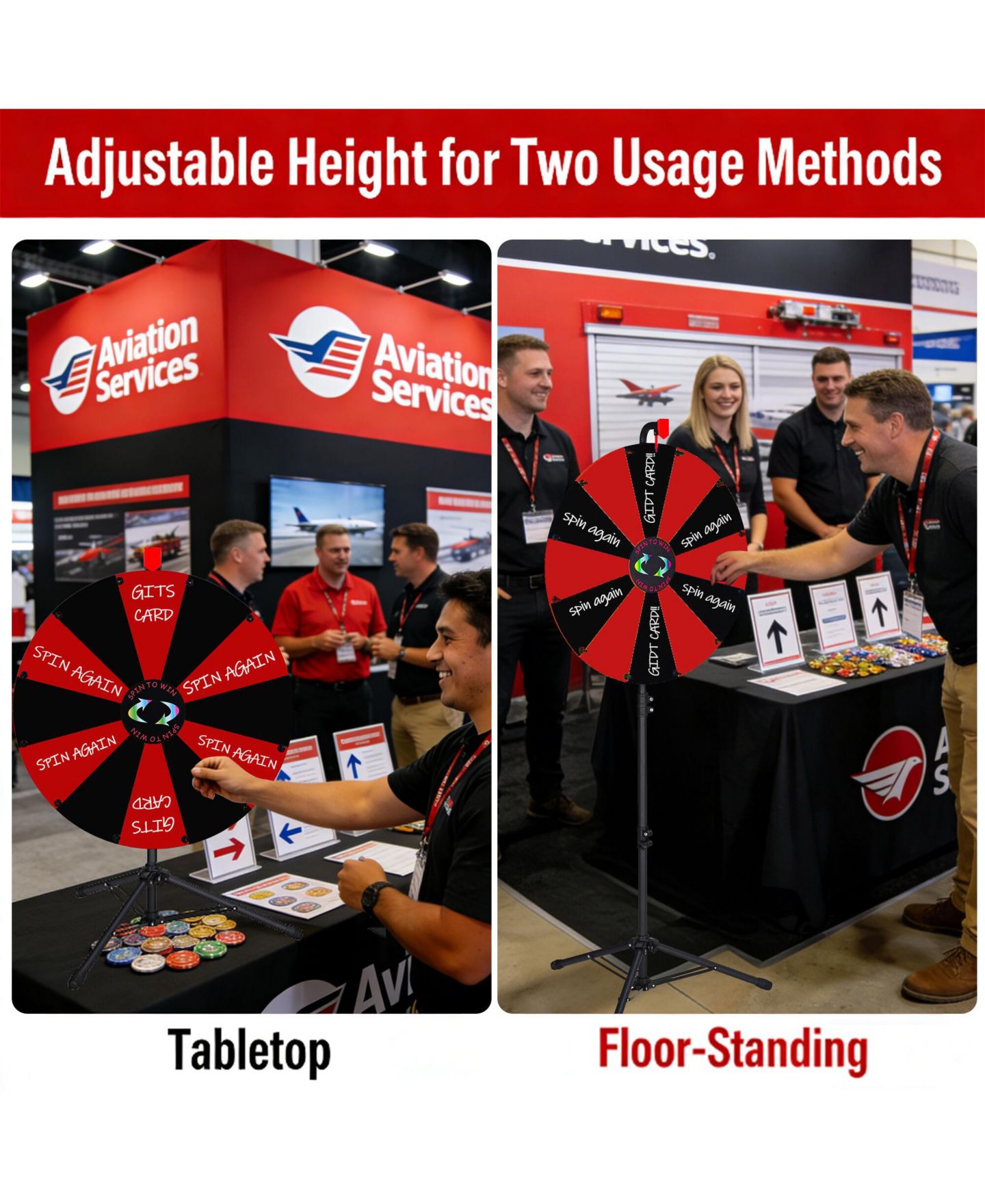 Детская игрушка WinSpin 24" Pop Up Displays Spinning Prize Wheel Black and Red Adjustable Height DIY Modular Spin Doodle Game for Events, цвет: Natrual — фото 2