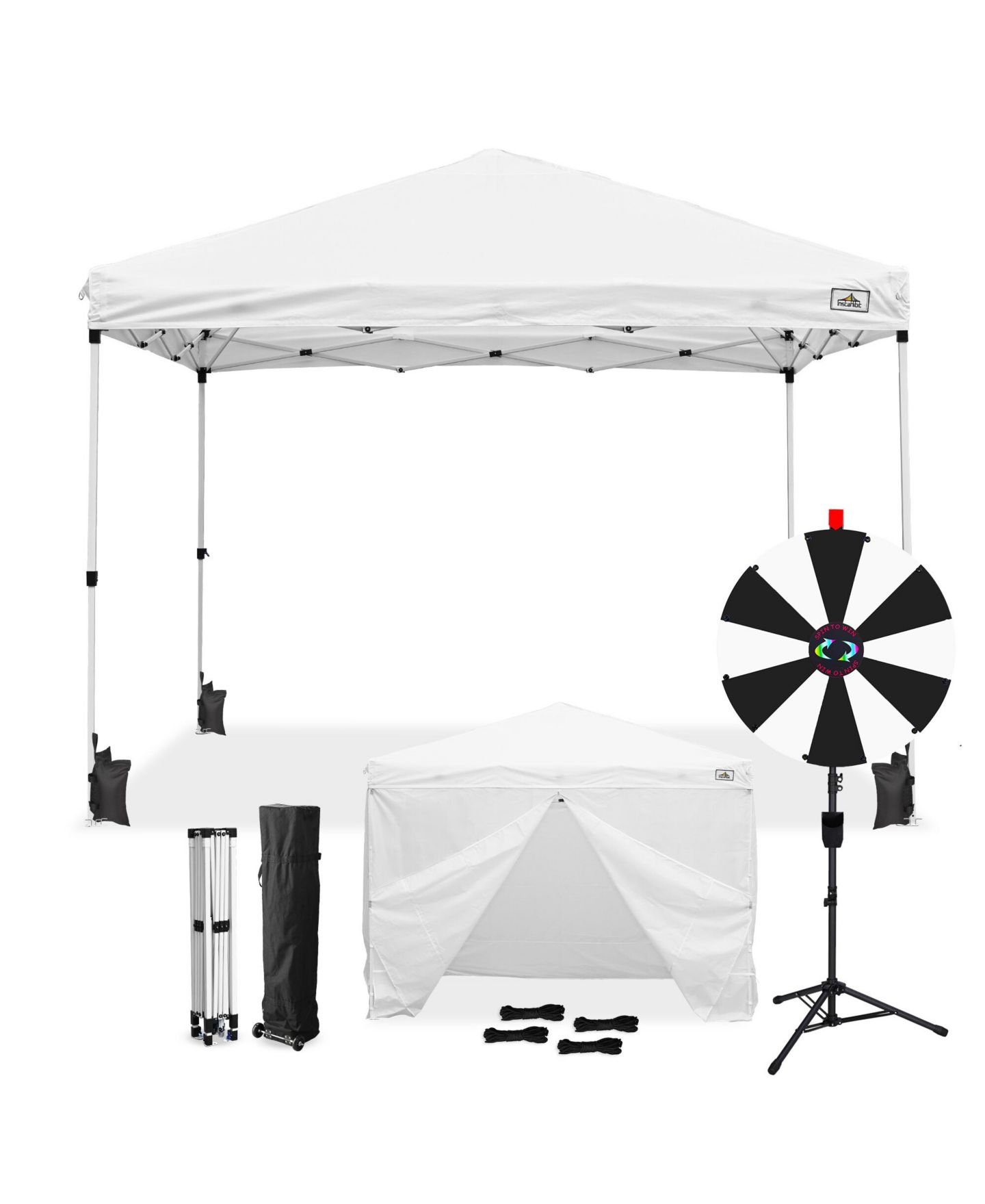 Детские игрушки WinSpin Modular Prize Wheel and 10x10ft Pop Up Canopy 4 Sidewalls 12 Backup Panels, цвет: Natrual — фото 1