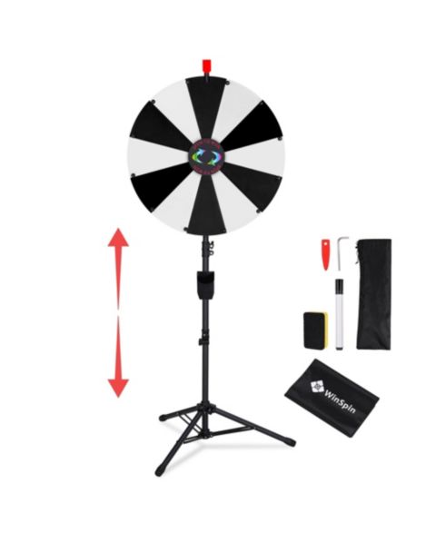 Детская игрушка WinSpin 24" Display Prize Wheel Black and White DIY Tripod 12 Slot Modular Custom Spinning Wheel for Pop Up Trade Show, цвет: Natrual