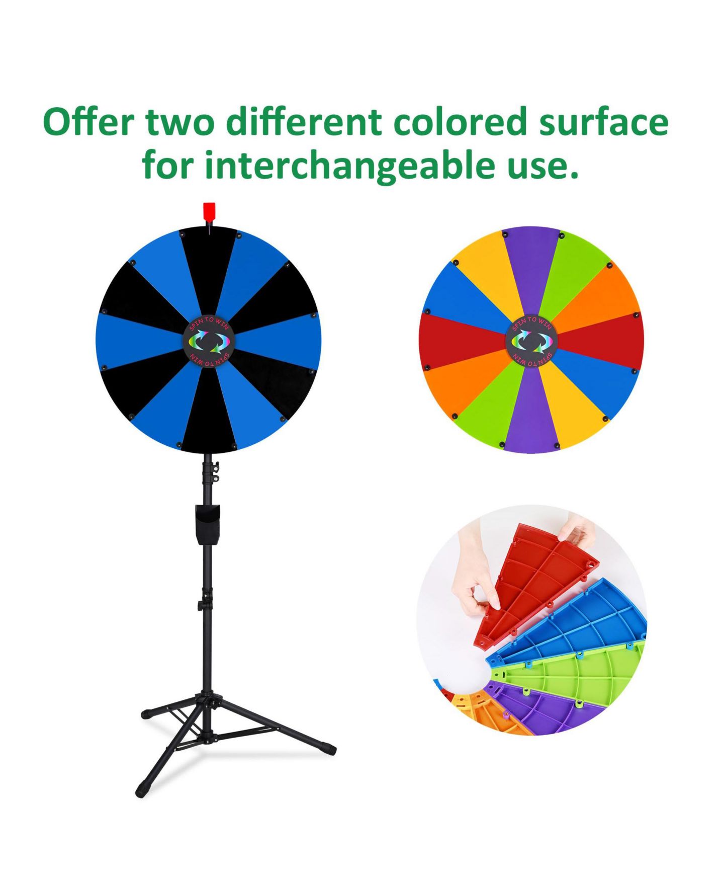 Детская игрушка WinSpin 24" Display Prize Wheel Black and Blue DIY Tripod 12 Slot Modular Custom Spinning Wheel for Pop Up Trade Show, цвет: Natrual — фото 7