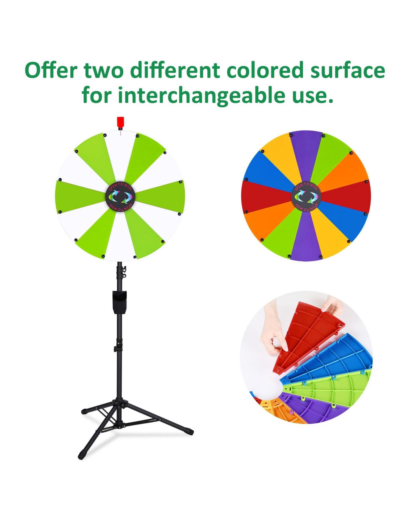 Детская игрушка WinSpin 24" Display Prize Wheel White and Green DIY Floor Stand 12 Slot Modular Custom Spinning Wheel Pop Up Trade Show, цвет: Natrual — фото 5