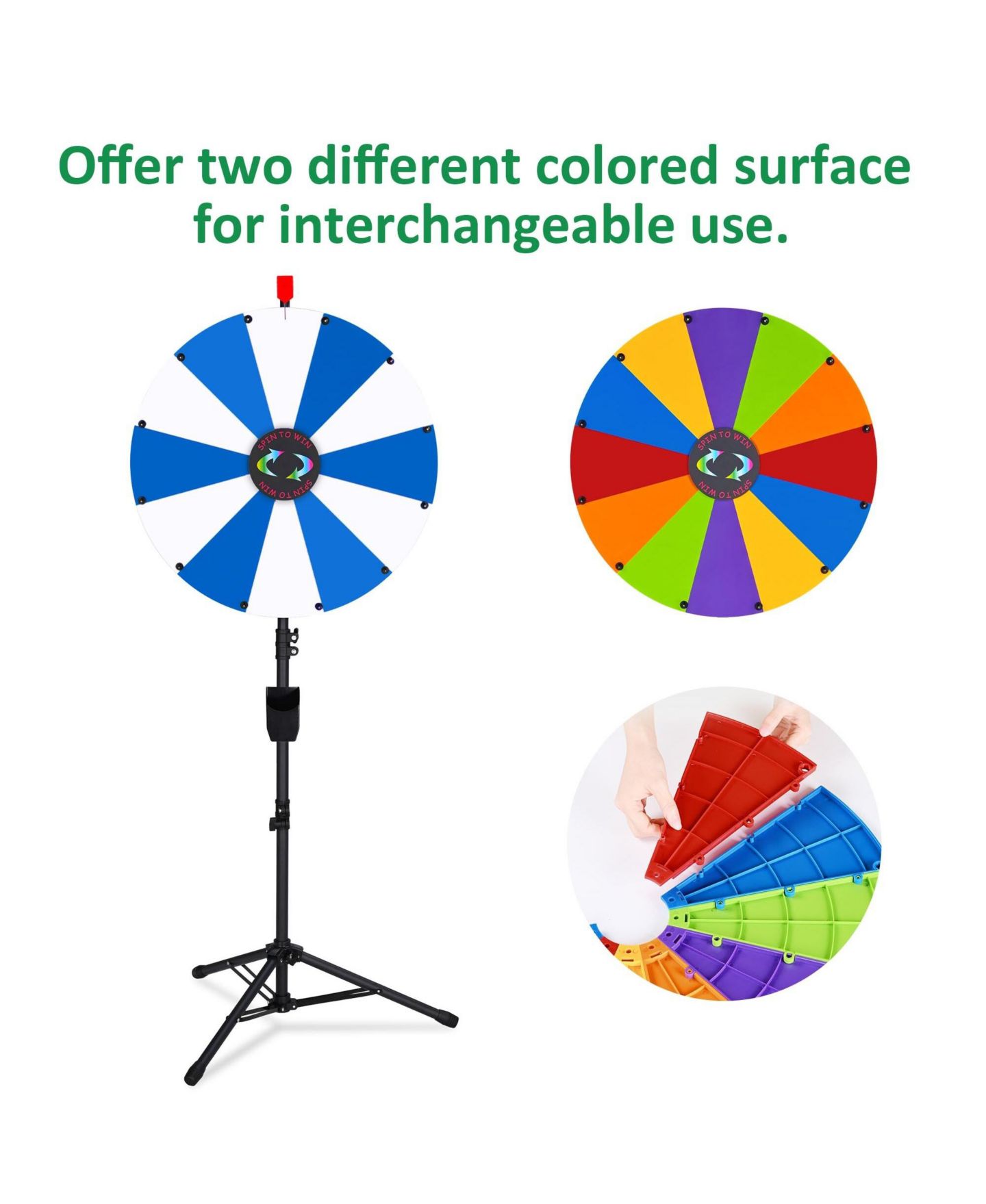 Детская игрушка WinSpin 24" Display Prize Wheel White and Blue DIY Floor Stand 12 Slot Modular Custom Spinning Wheel Pop Up Trade Show, цвет: Natrual — фото 5