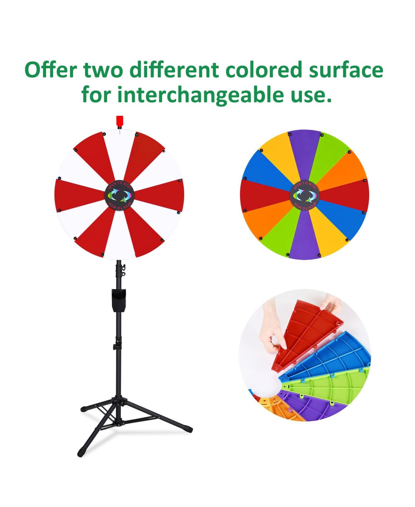 Детская игрушка WinSpin 24" Display Prize Wheel Red and White DIY Floor Stand 12 Slot Modular Custom Spinning Wheel Pop Up Trade Show, цвет: Natrual — фото 4