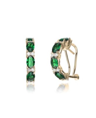 Brilliant Sterling Silver 14K Gold Plated CZ Half Hoop Earrings