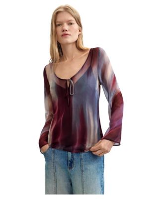Women's Sheer Long-Sleeve Blouse