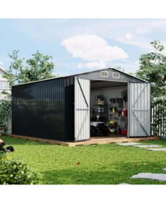 10 x 12 feet Outdoor Storage Shed, Heavy-Duty Waterproof Tool Shed Storage with Lockable Door, Vents and Updated Frame Structure for Backyard