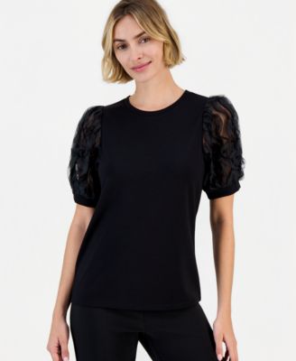 Women's Serenity Knit Puff Sleeve Crewneck Top