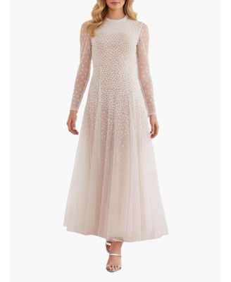 Women's Sequin Cascade Round Neck Gown
