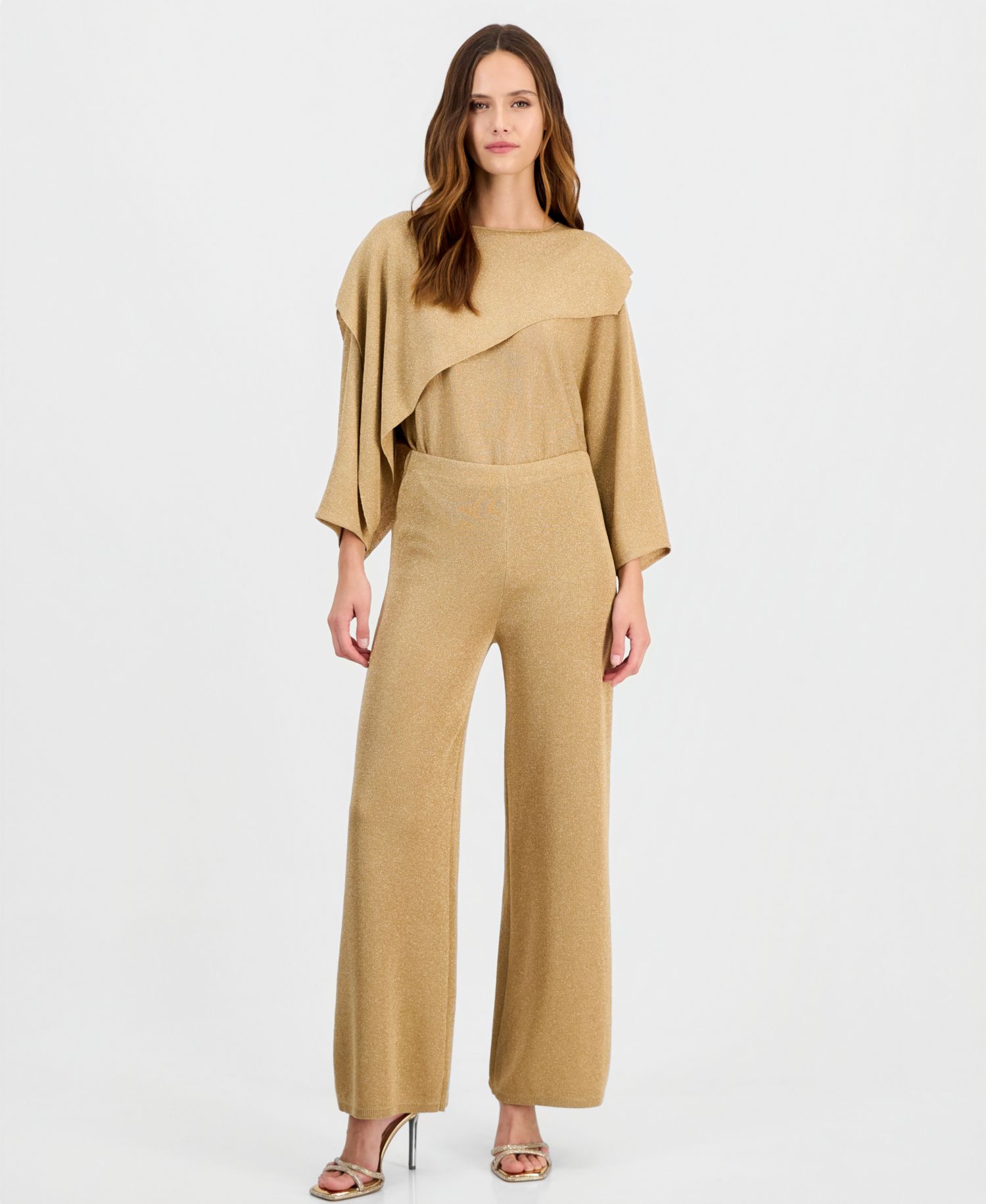 Women's Lurex Wide-Leg Pull-On Pants