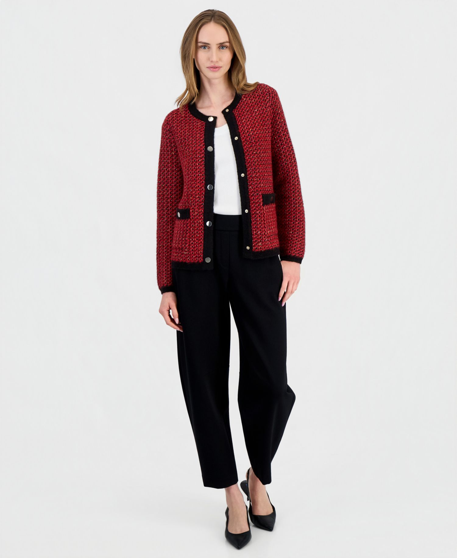 Women's Lurex Boucl&eacute; Cardigan
