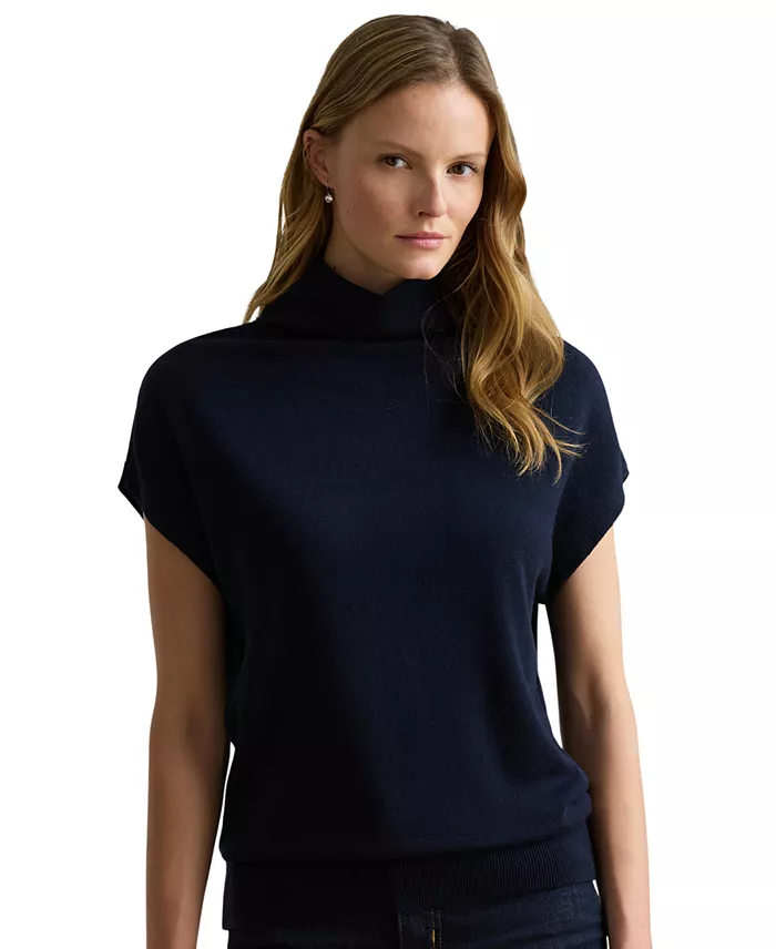 Women's Mock-Neck Cap-Sleeve Sweater - thumbnail 3