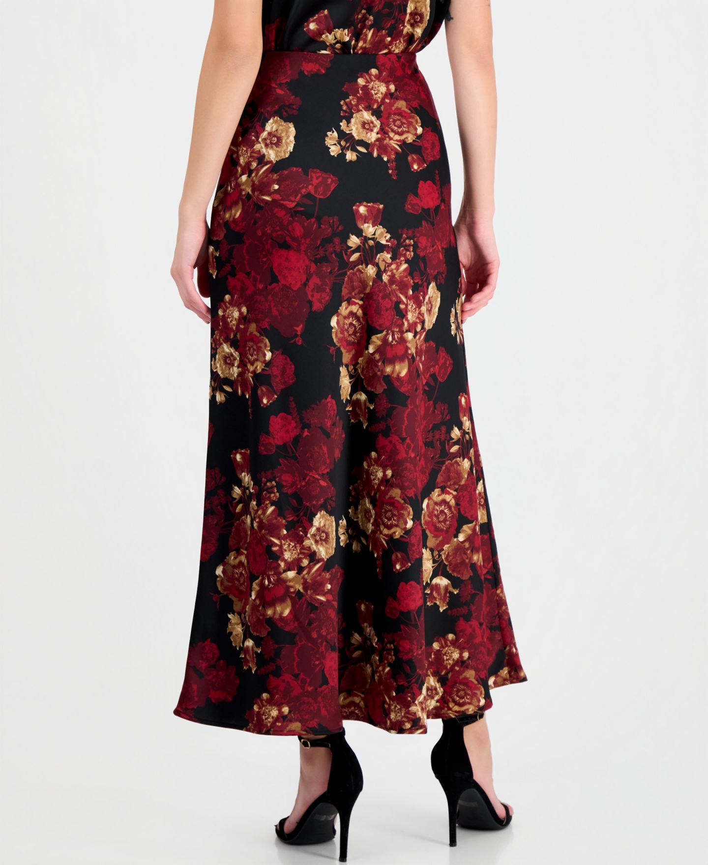 Женская юбка Anne Klein Floral-Print A-Line Midi, цвет: Красный разноцветный — фото 4