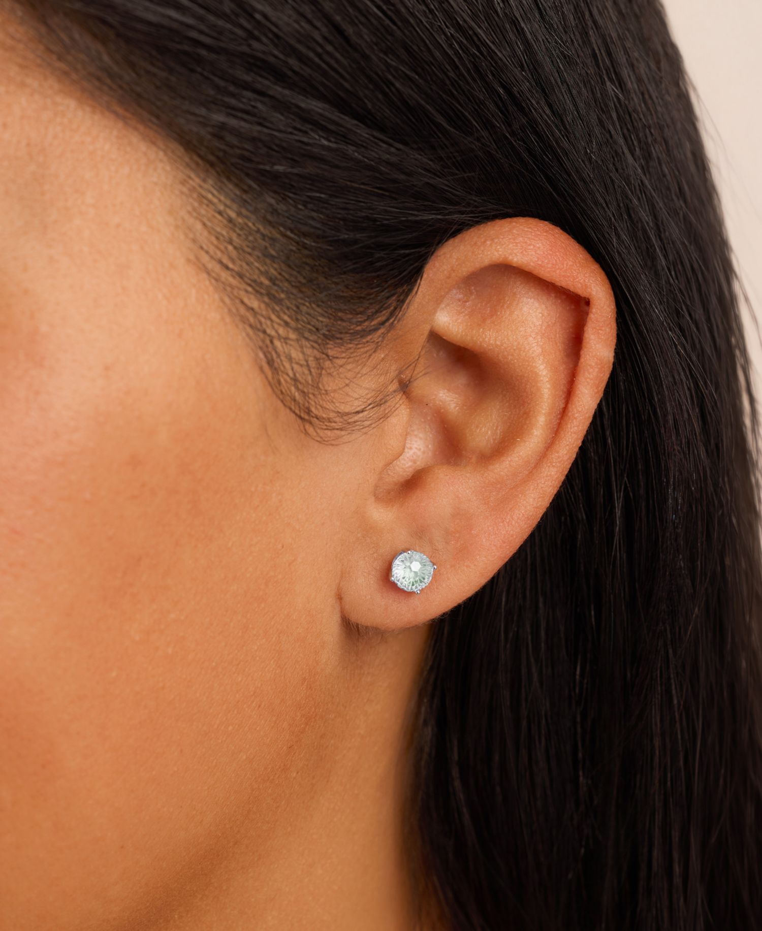 Sterling Silver Starlight Cubic Zirconia Solitaire Stud Earrings