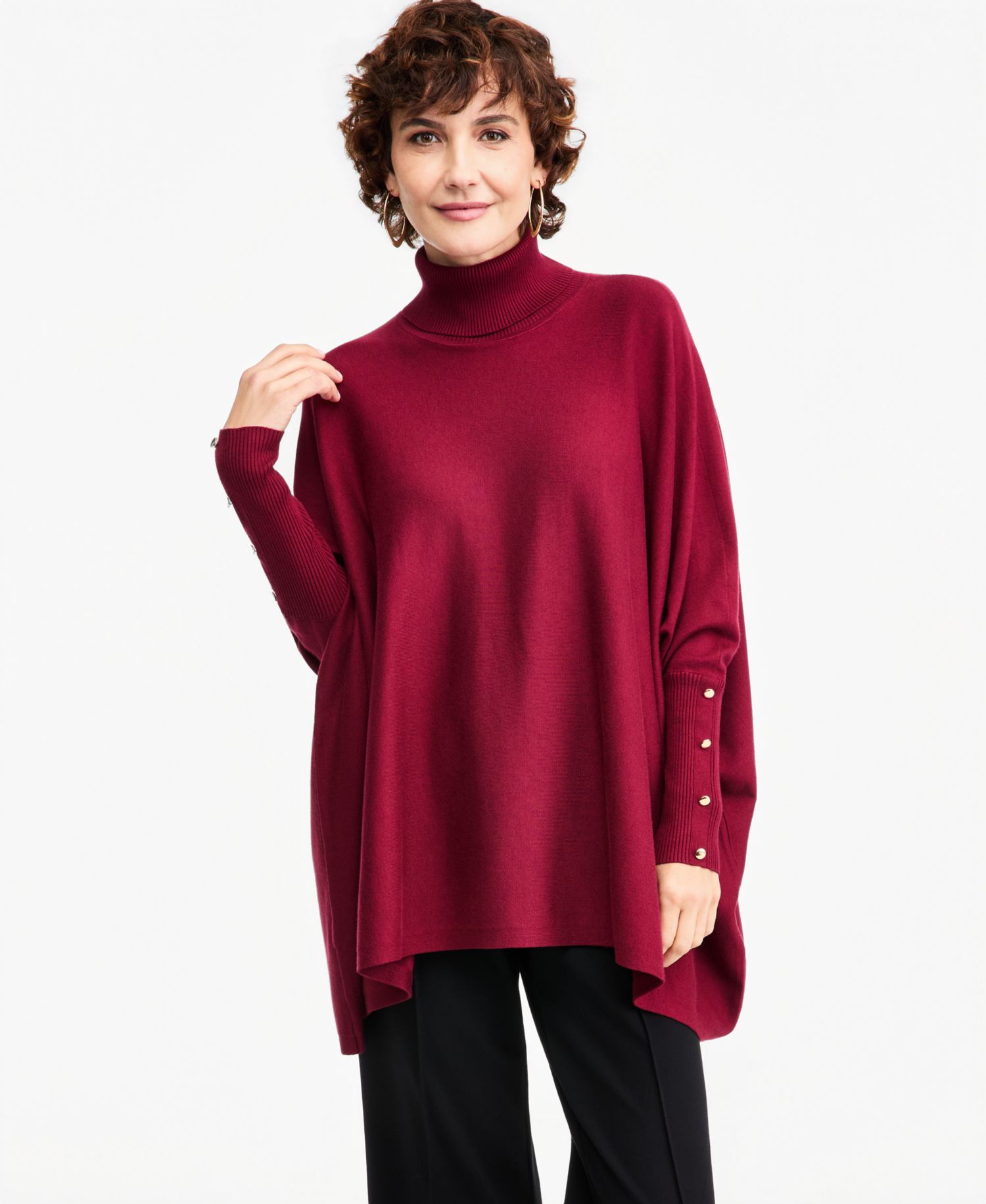 Women's Poncho Turtleneck Sweater