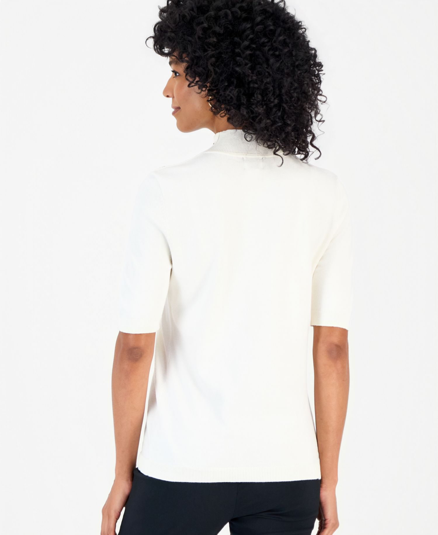 Women's Mock-Neck Short-Sleeve Sweater