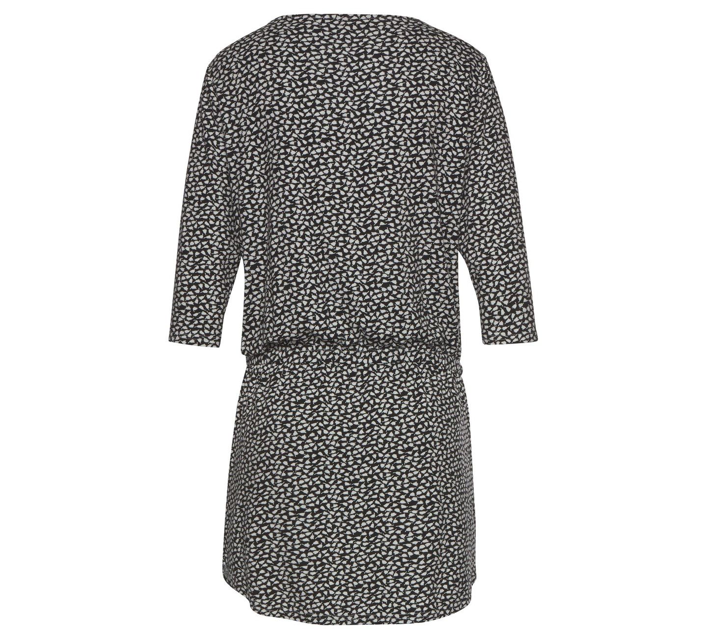 Женское платье LASCANA Viscose Printed Zip Detail Front-Closure Short, цвет: Чёрный с принтом — фото 5