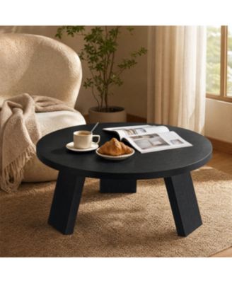 Round Wood Coffee Tables for Living Room,Circle Coffee Table,for Apartment, Easy Assembly