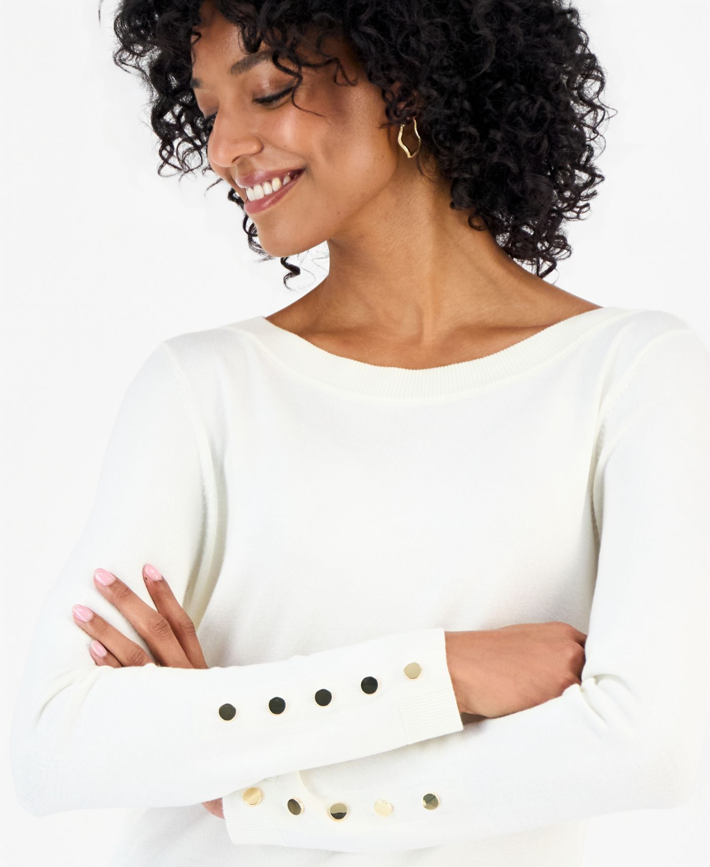 Женский свитер JM Collection Petite Boat Neck Long-Sleeve, цвет: Яркая слоновая кость — фото 2