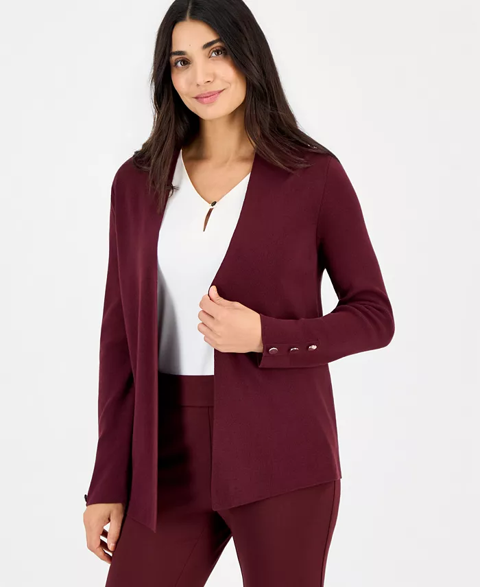 Petite Open-Front Side-Slit Cardigan - thumbnail 8