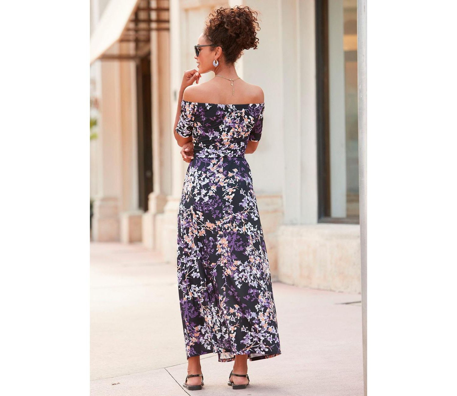 Women's Floral Print Off Shoulder Multiway Maxi Dress