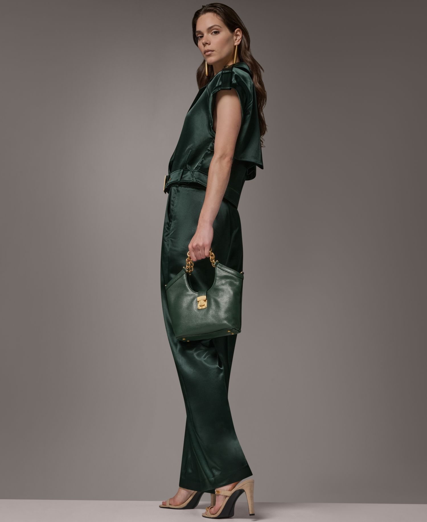 Women's Luxe Drape Satin Belted Vest