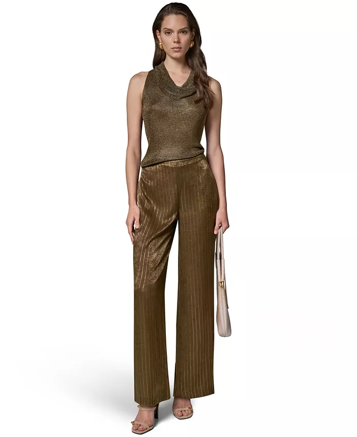 Women's Pinstripe Satin Pull-On Pants - thumbnail 6