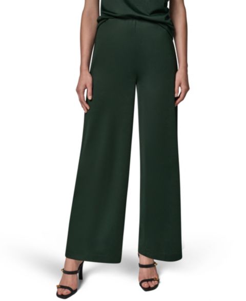 Женские брюки Donna Karan New York Wide-Leg Pull-On, цвет: Чёрный тёмно-зелёный