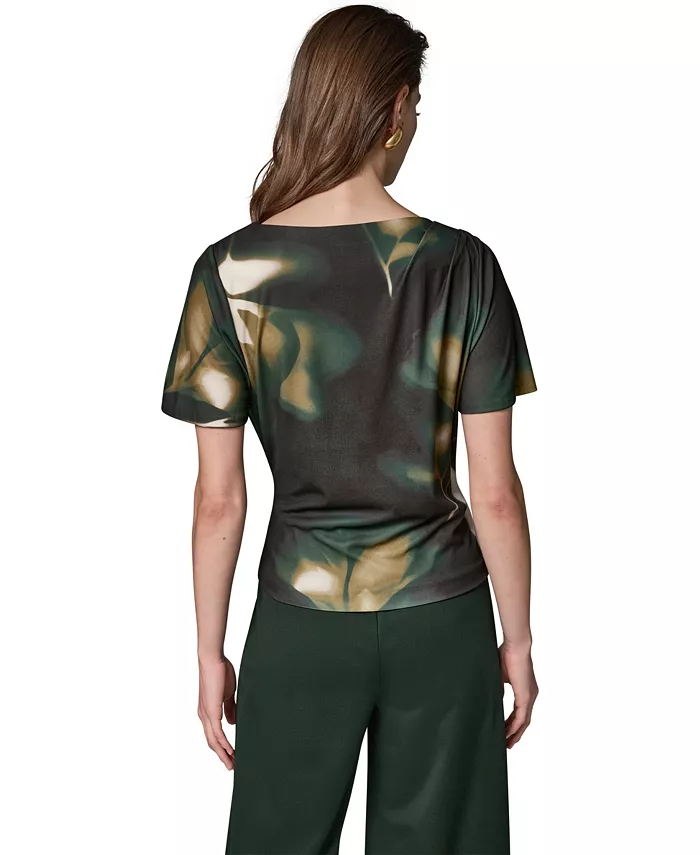 Women's Printed Jersey Boat Neck Top - thumbnail 5