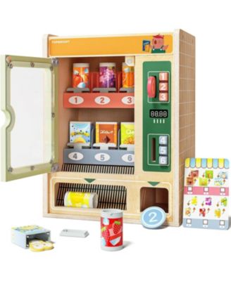 Play Food for Kids Pretend Play Toys With Wooden Snack Bars and Drink Cans Wooden Vending Machine Play Set For Boys Girls