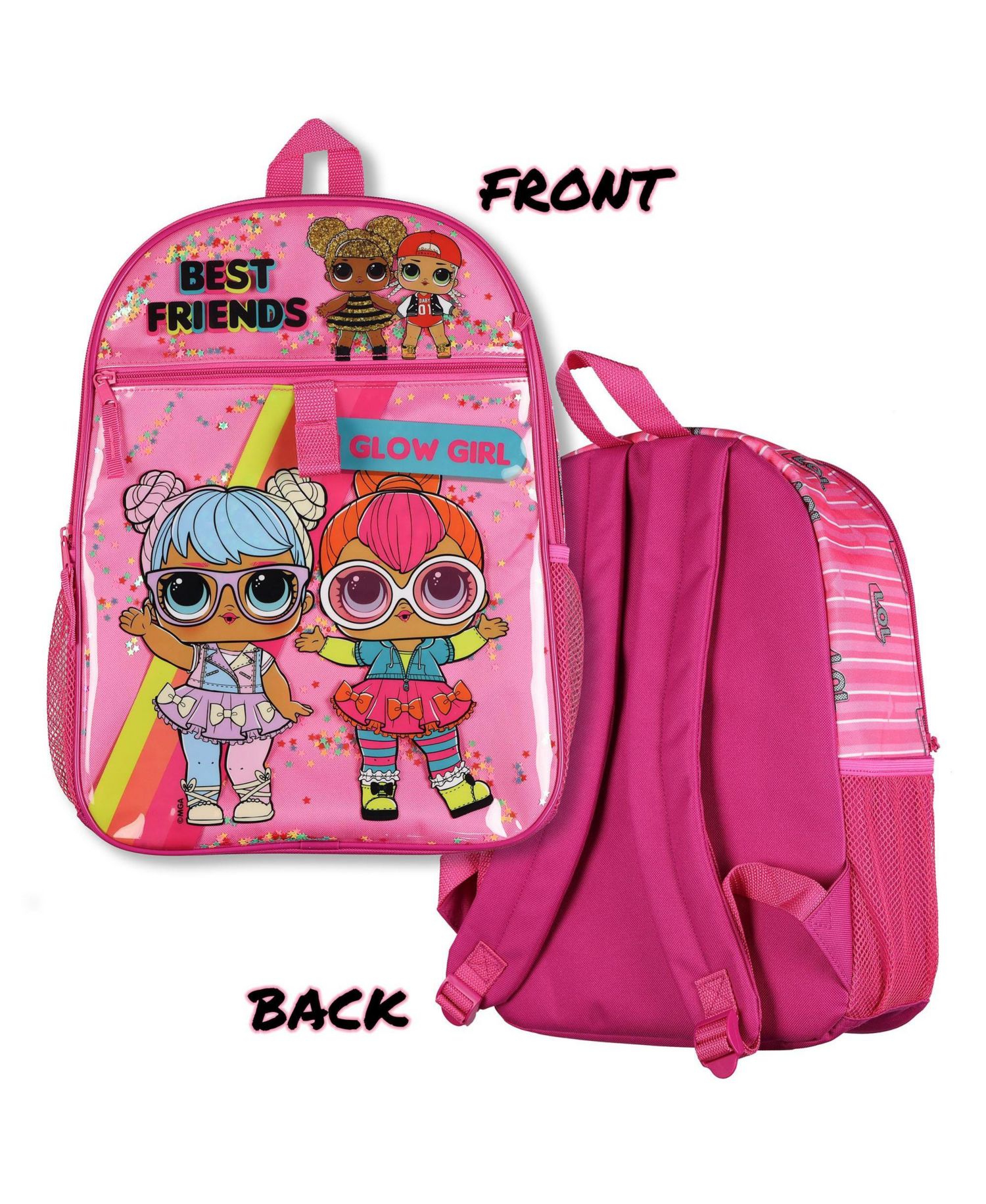 Backpack 16 Inch You Glow Girl 5 Piece Set with Detachable Lunch Box