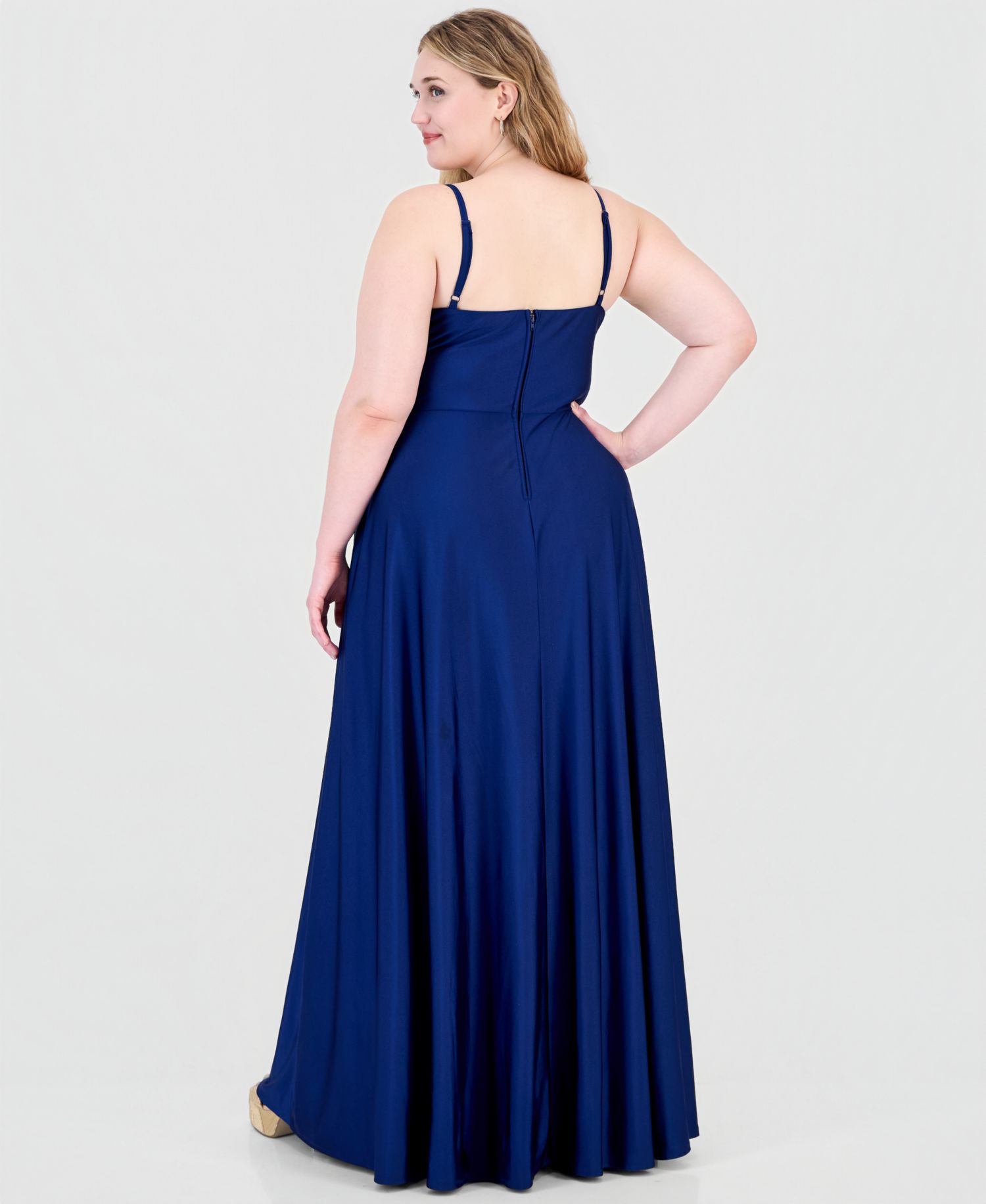 Plus Size Satin Sweetheart Wrap Gown