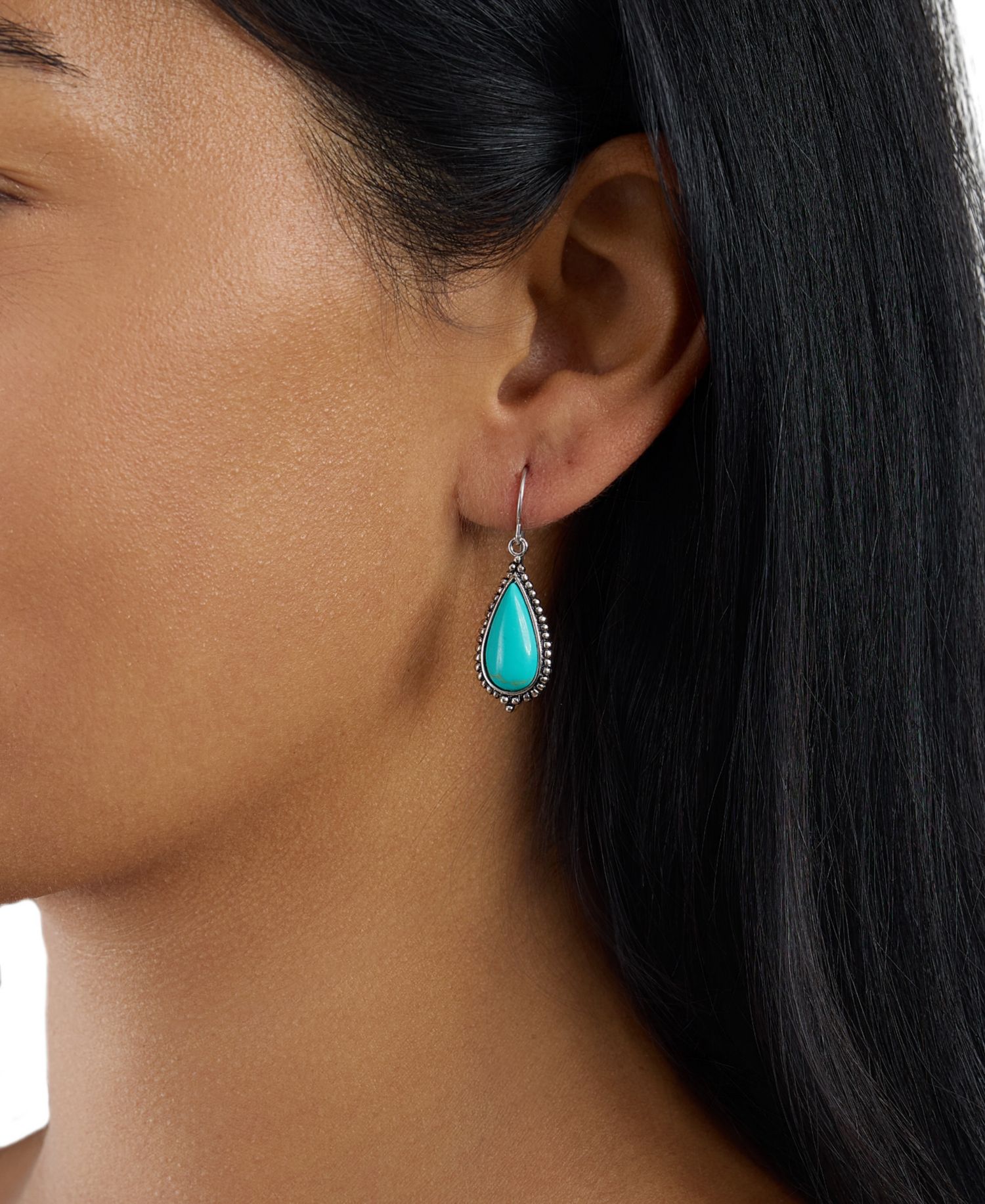 Sterling Silver Turquoise Teardrop Earrings