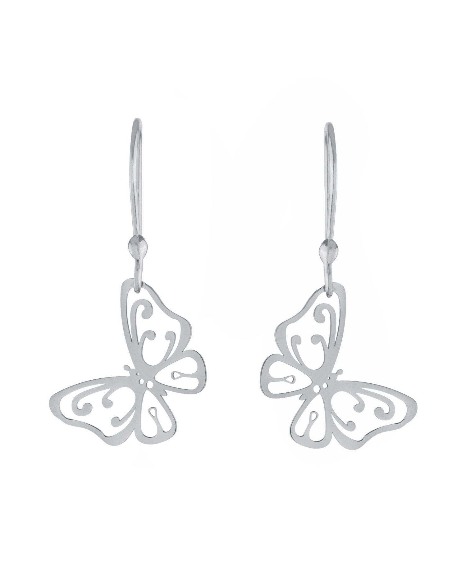 Sterling Silver Laser Cut Butterfly Drop Earrings