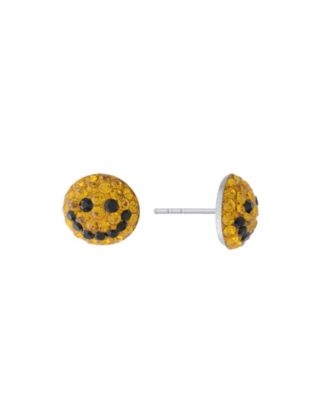Crystal Pave Smiley Face Stud Earrings