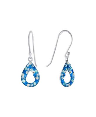 Crystal Pave Blue Multi Open Teardrop Earrings