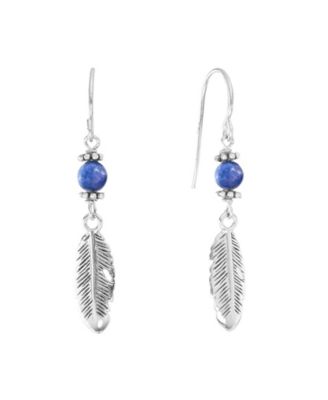 Stone Beaded Leaf Drop Earrings