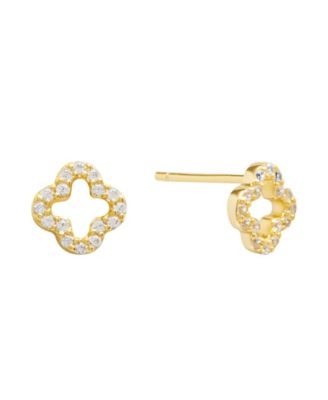 Cubic Zirconia Open Clover Stud Earrings