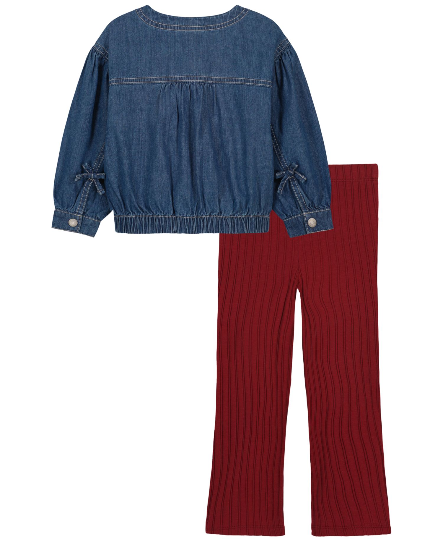 Baby Girls' Denim Long-Sleeve Top and Pants, 2-Piece Set