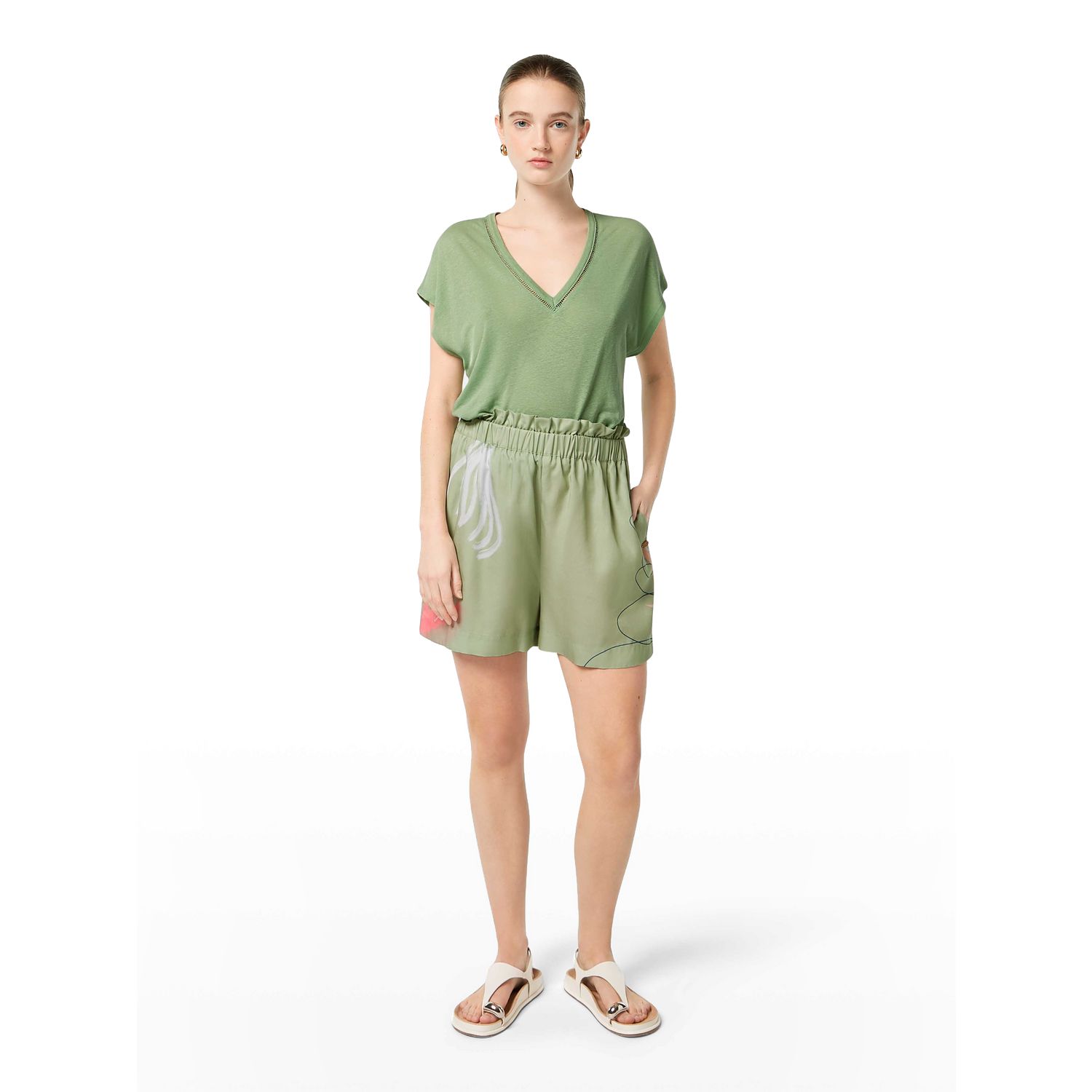 Women's High-Rise Placed Print Shorts, Lucebert Print