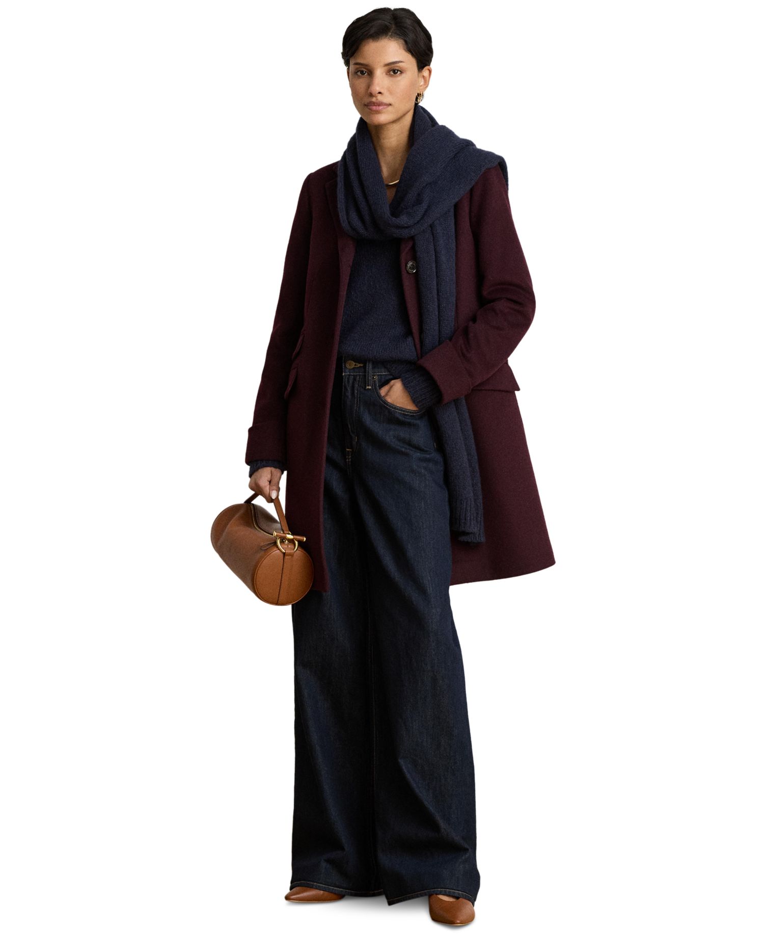 Petite Notched-Collar Walker Coat