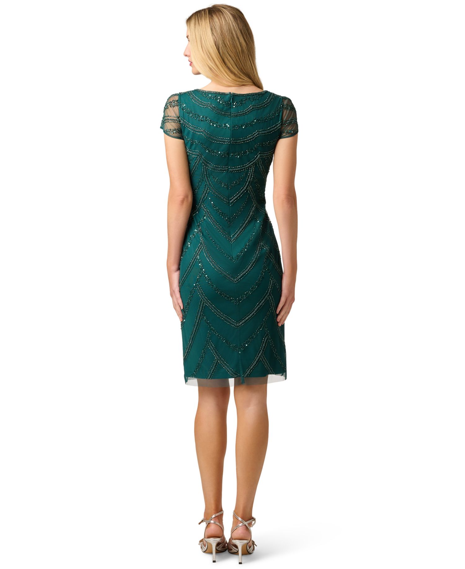 Women's Beaded Cap-Sleeve Sheath Dress