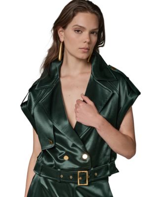 Women's Luxe Drape Satin Belted Vest