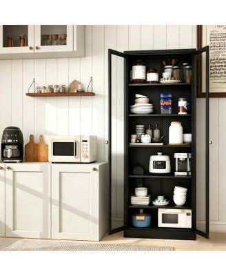 72" Tall Metal Kitchen Pantry Cabinet with 5 Adjustable Shelves