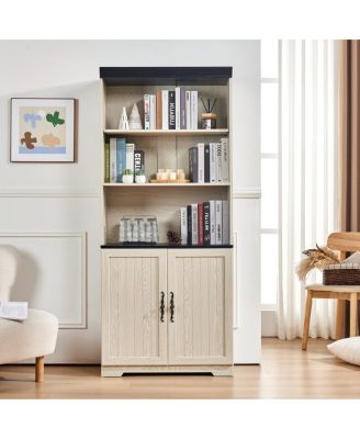 70.86" Tall 5-Tier Storage Cabinet with Adjustable Shelves and Barn Doors