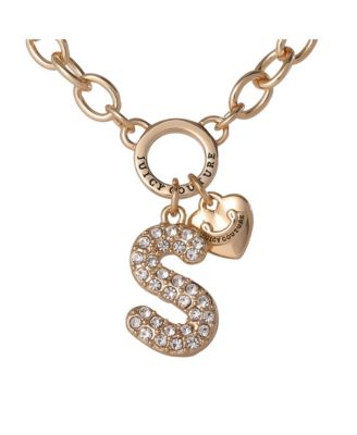 Bubble Letter Necklace for Women with Clear Stones 18"+2", Chunky Initial Necklace