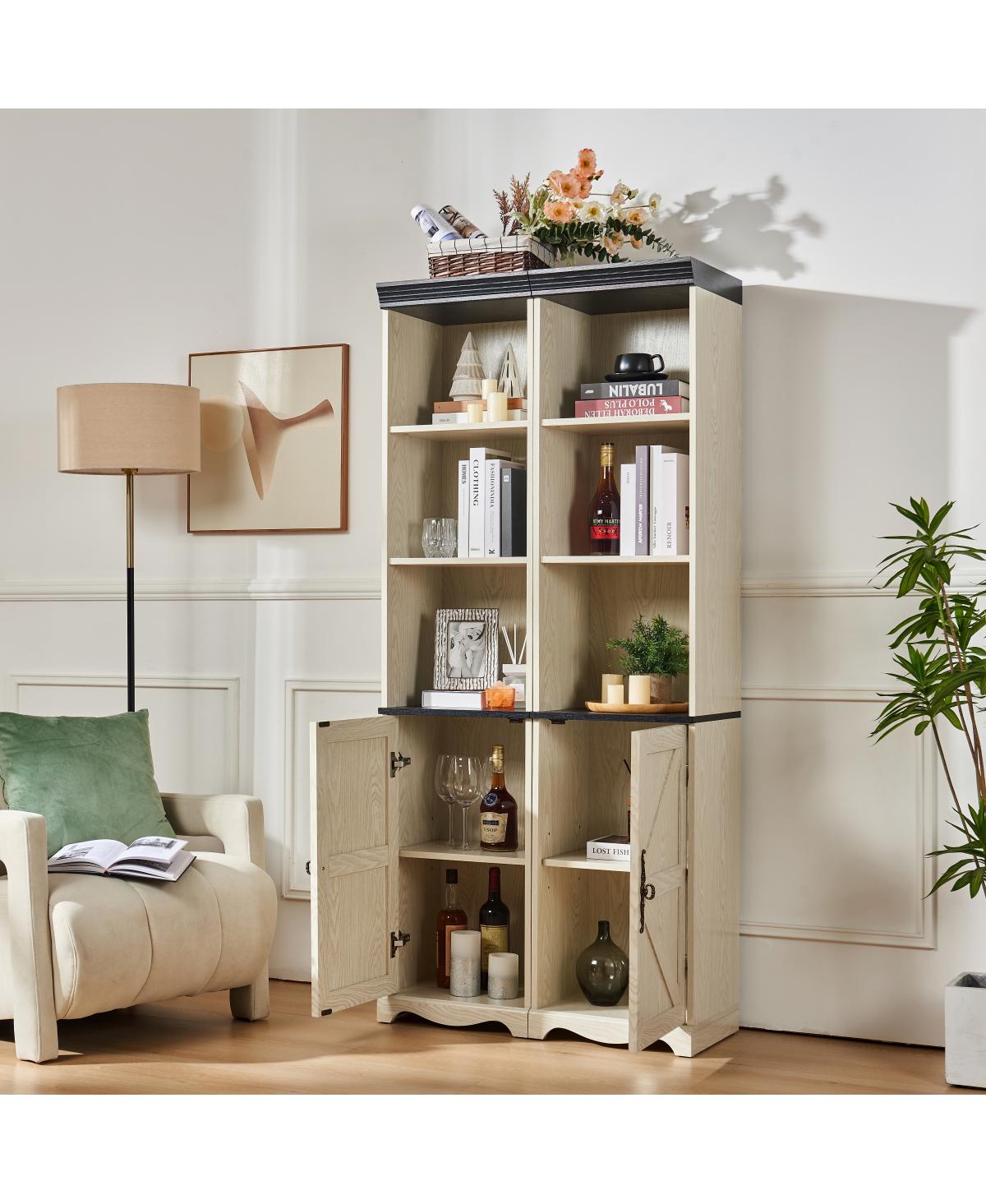 Streamdale Furniture Farmhouse Tall Storage Cabinet with Adjustable Shelves and Barn Door