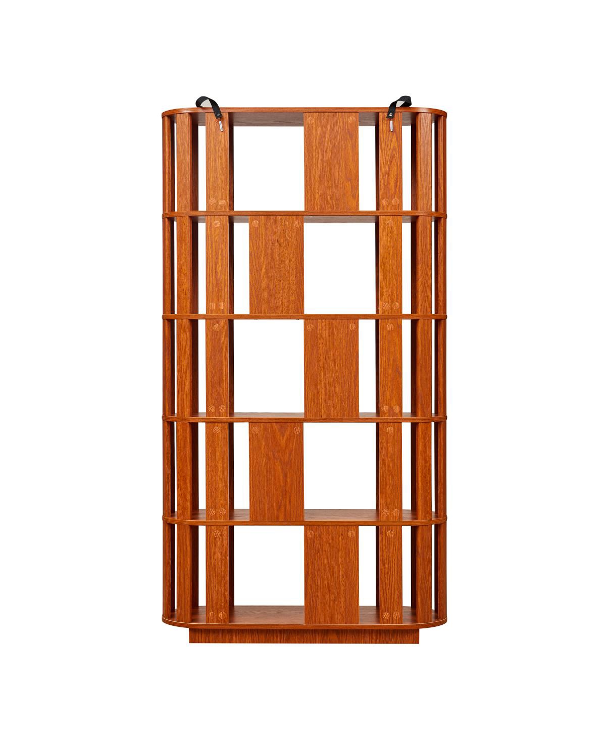 Streamdale Furniture 5-Tier Wooden Oval Open Bookshelf with Mdf Grid Frame