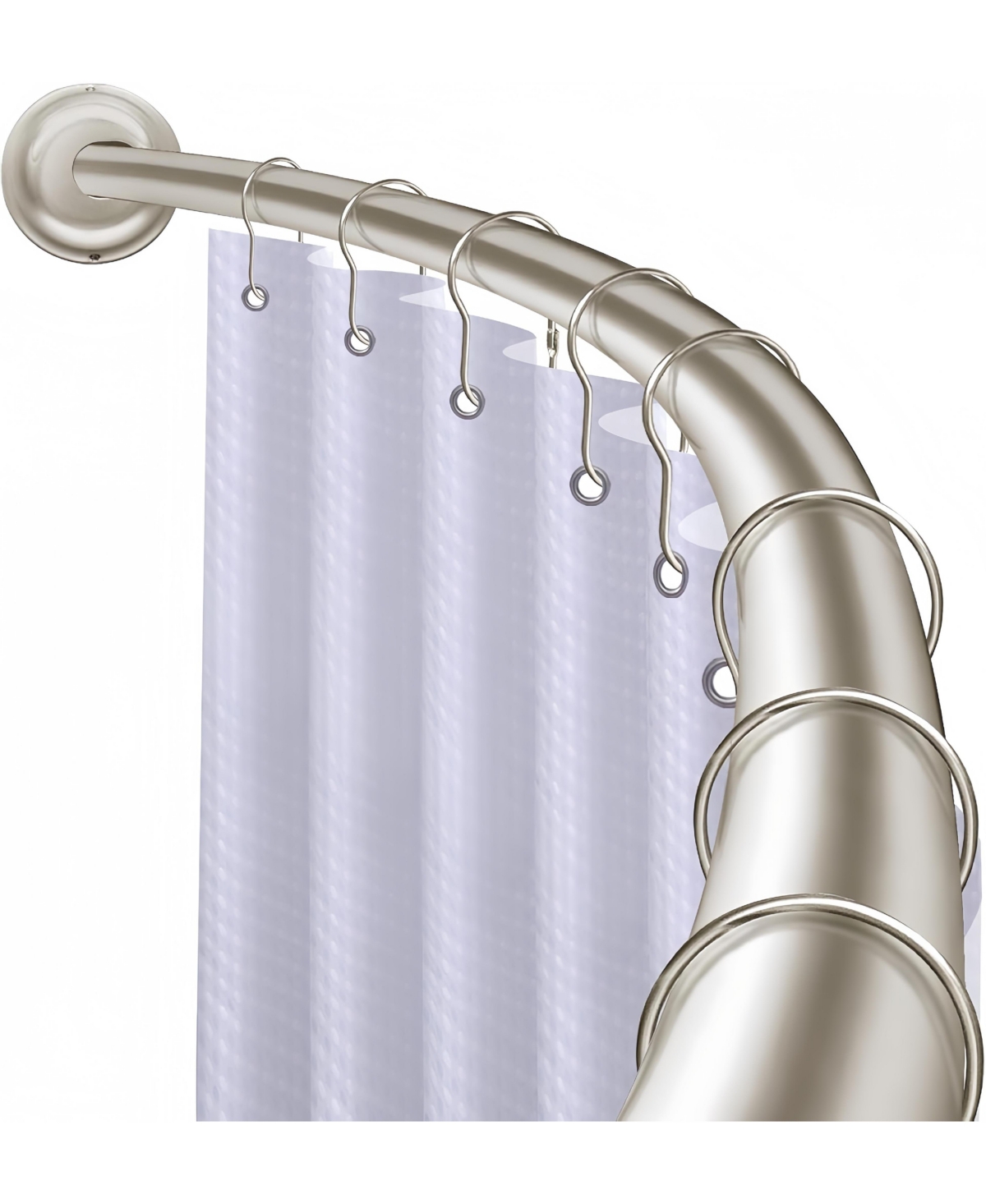 Utopia Alley 45-72" Wall Mounted Single Curved Shower Rod, Rust-Proof, Need Drilling - Brushed nickel